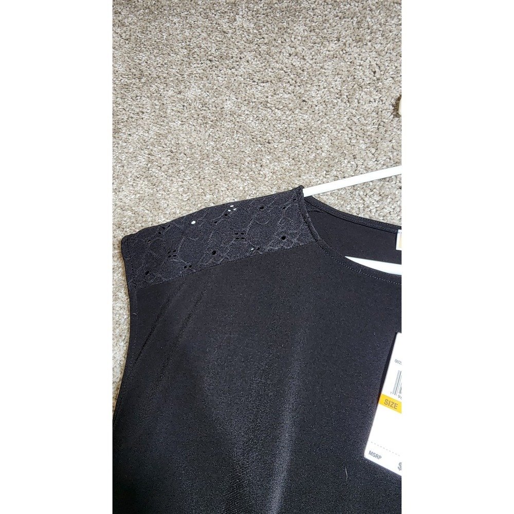 NWT Michael Kors Women's Black Sleeveless Top Smocked Hem Casual Workwear Small - Picture 9 of 13